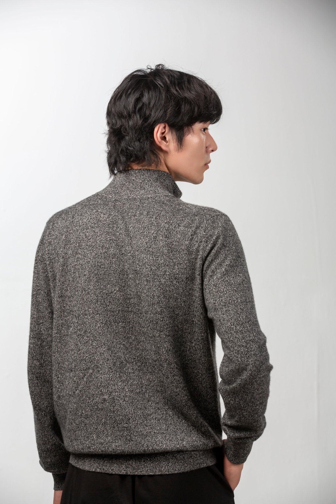 Full Zip Classic Sweater - Blue Sky Cashmere