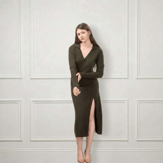 Heloise Midi Cashmere Dress - Blue Sky Cashmere