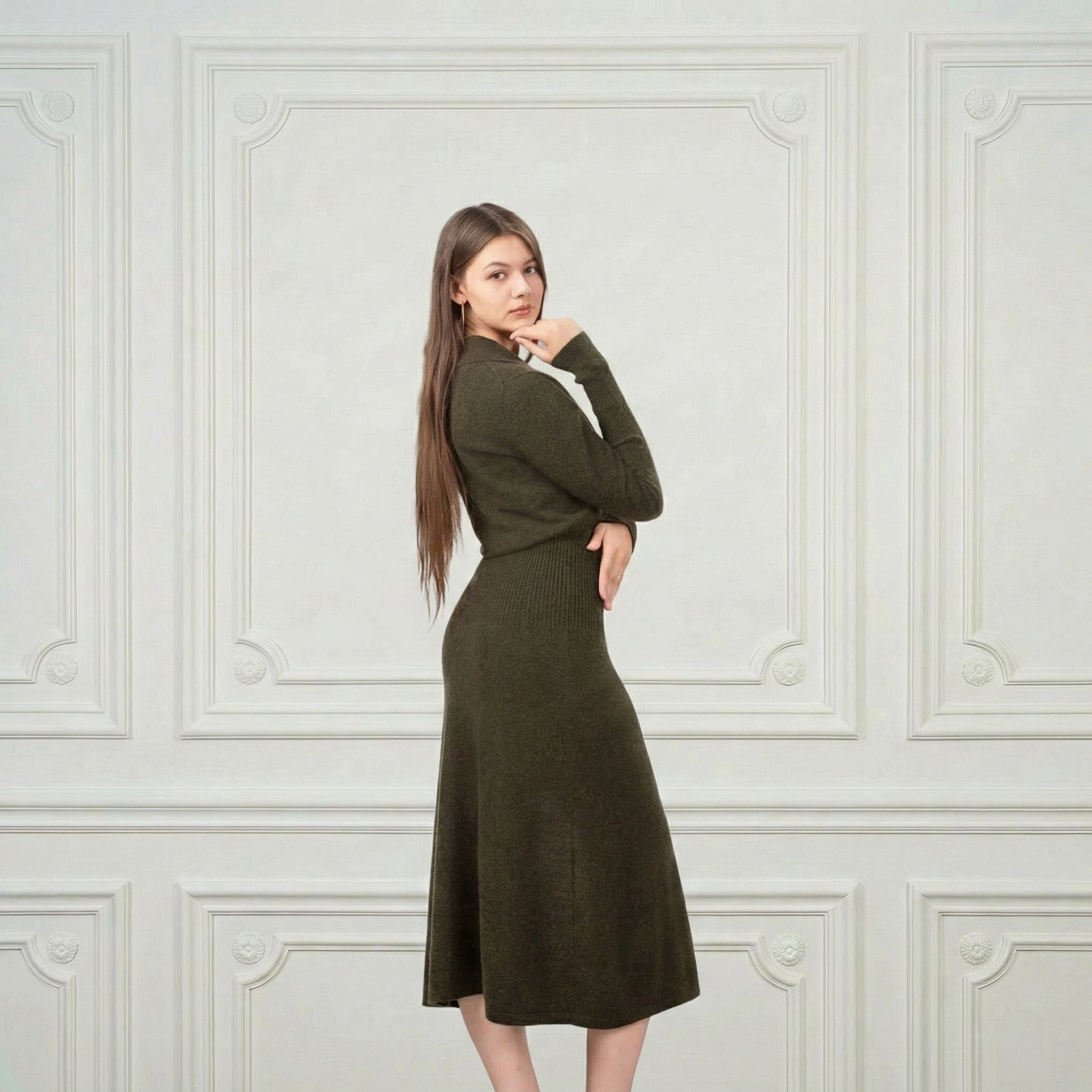 Heloise Midi Cashmere Dress - Blue Sky Cashmere