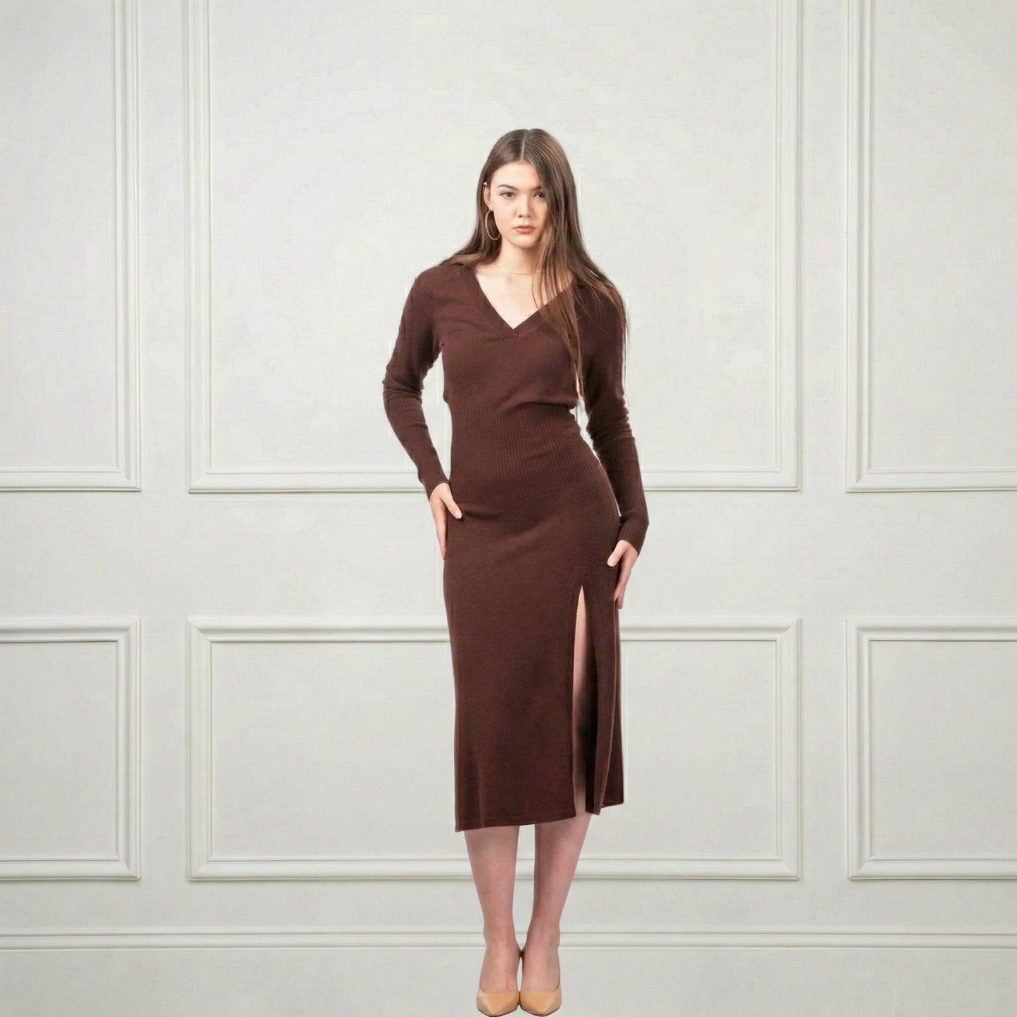Heloise Midi Cashmere Dress - Blue Sky Cashmere