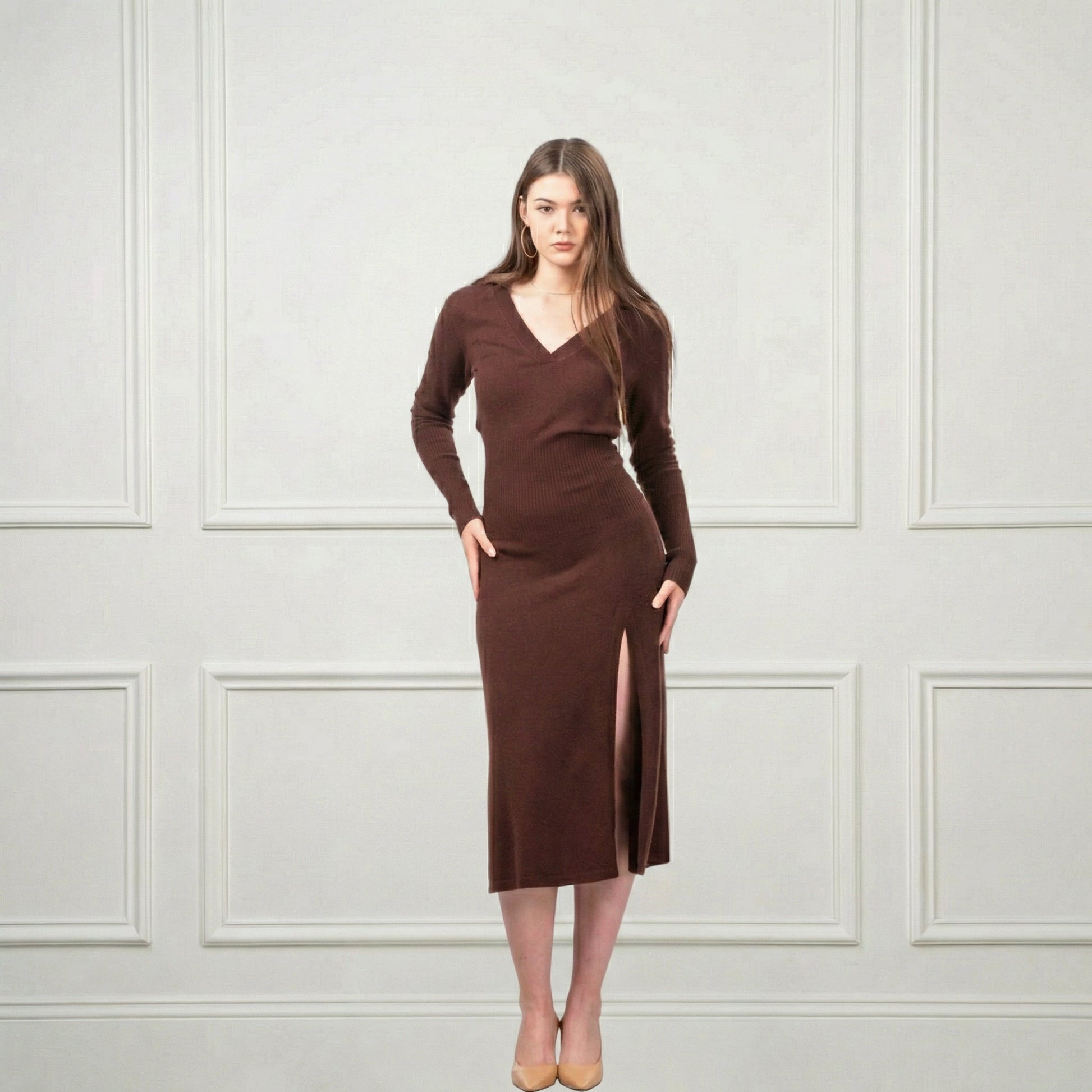 Heloise Midi Cashmere Dress - Blue Sky Cashmere