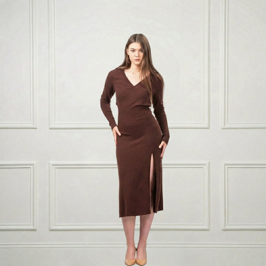 Heloise Midi Cashmere Dress - Blue Sky Cashmere