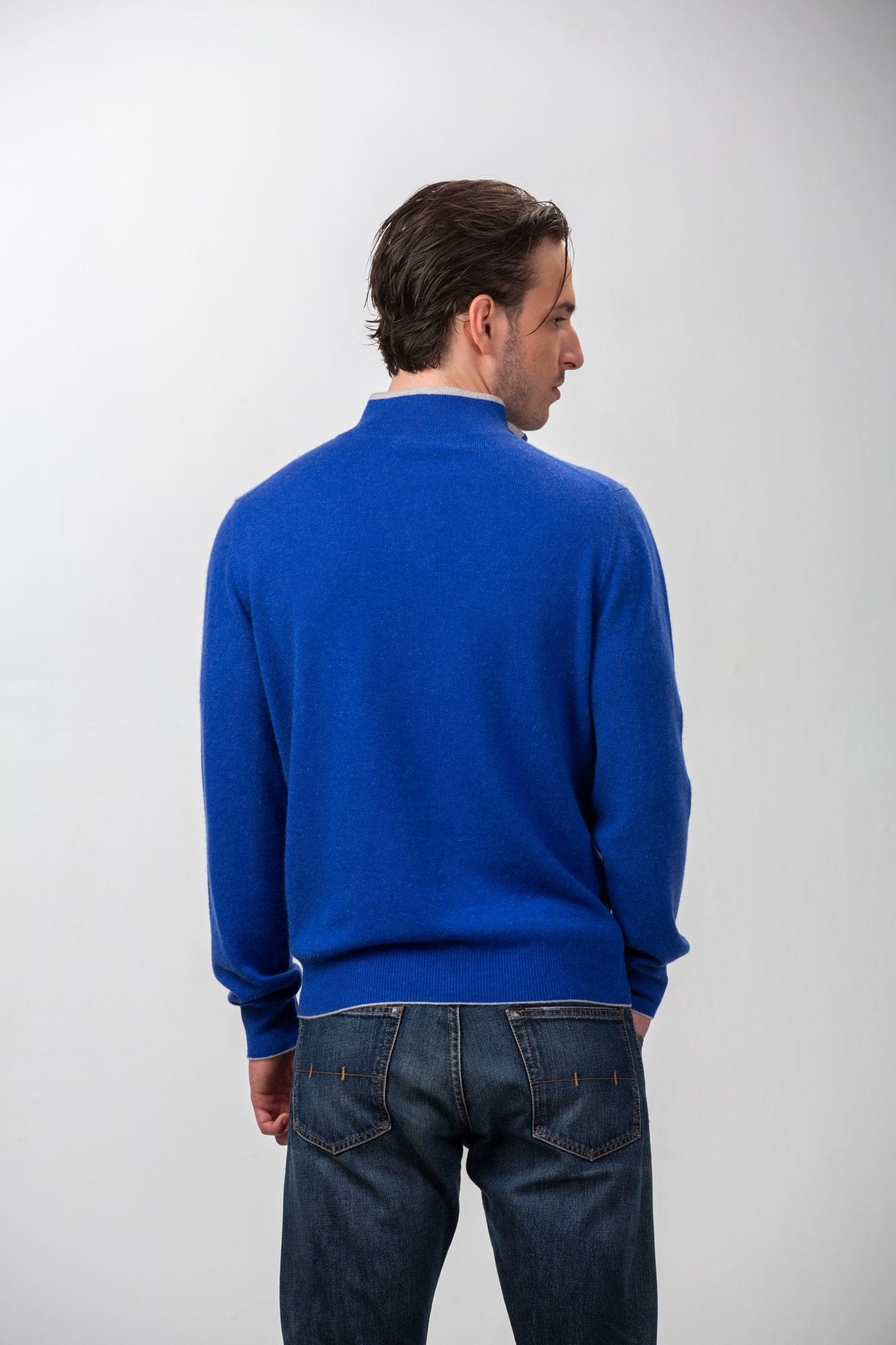 Hugo Half - Zip Cashmere Sweater - Blue Sky Cashmere