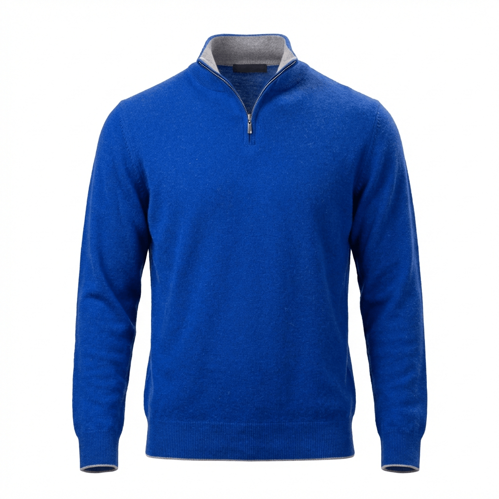 Hugo Half - Zip Cashmere Sweater - Blue Sky Cashmere