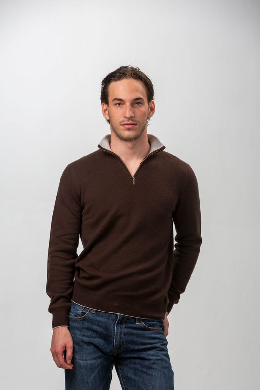 Hugo Half - Zip Cashmere Sweater - Blue Sky Cashmere