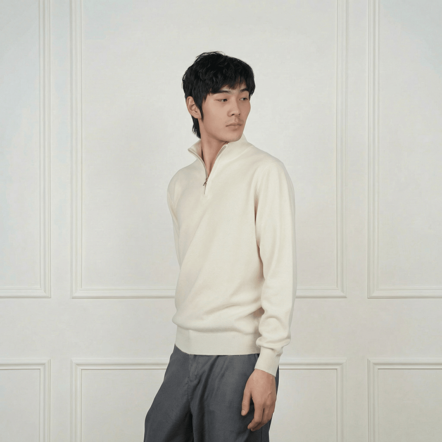 Hugo Quarter - Zip Cashmere Sweater - Blue Sky Cashmere