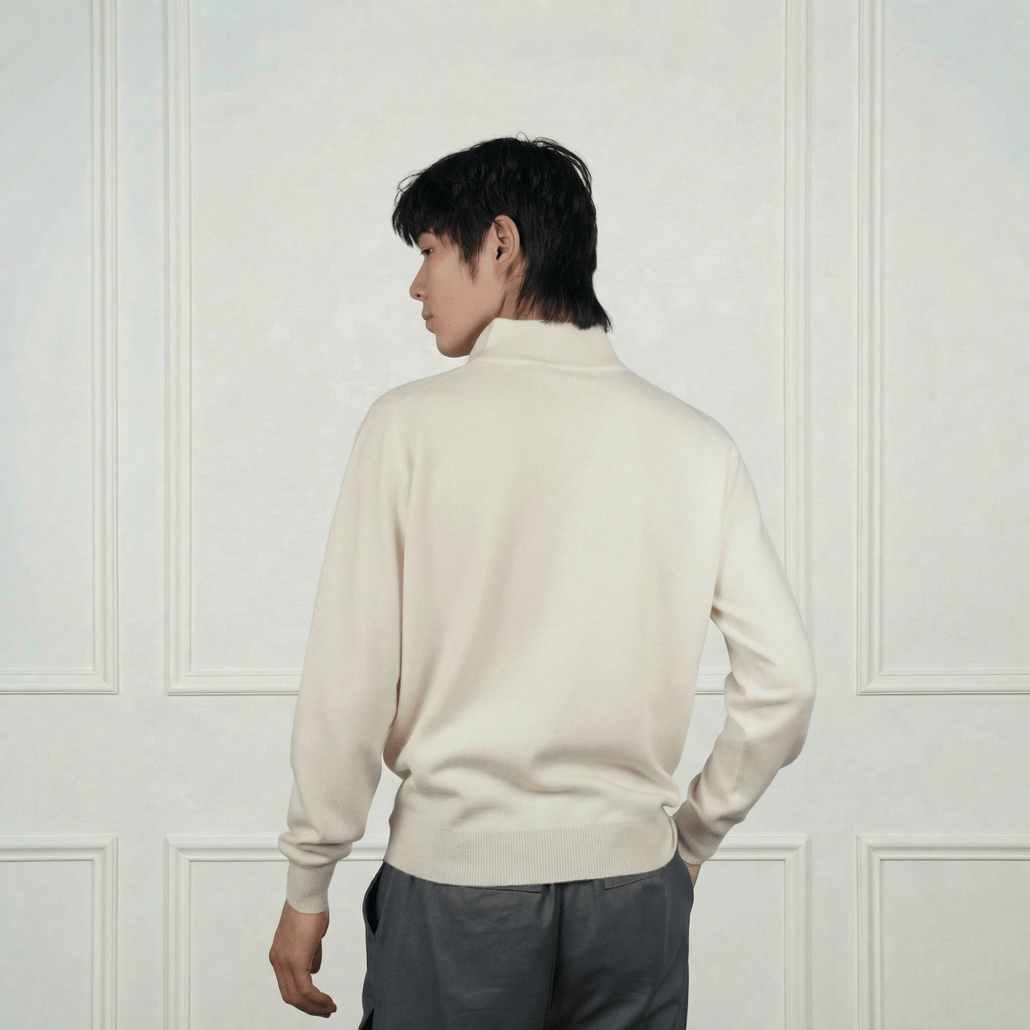 Hugo Quarter - Zip Cashmere Sweater - Blue Sky Cashmere