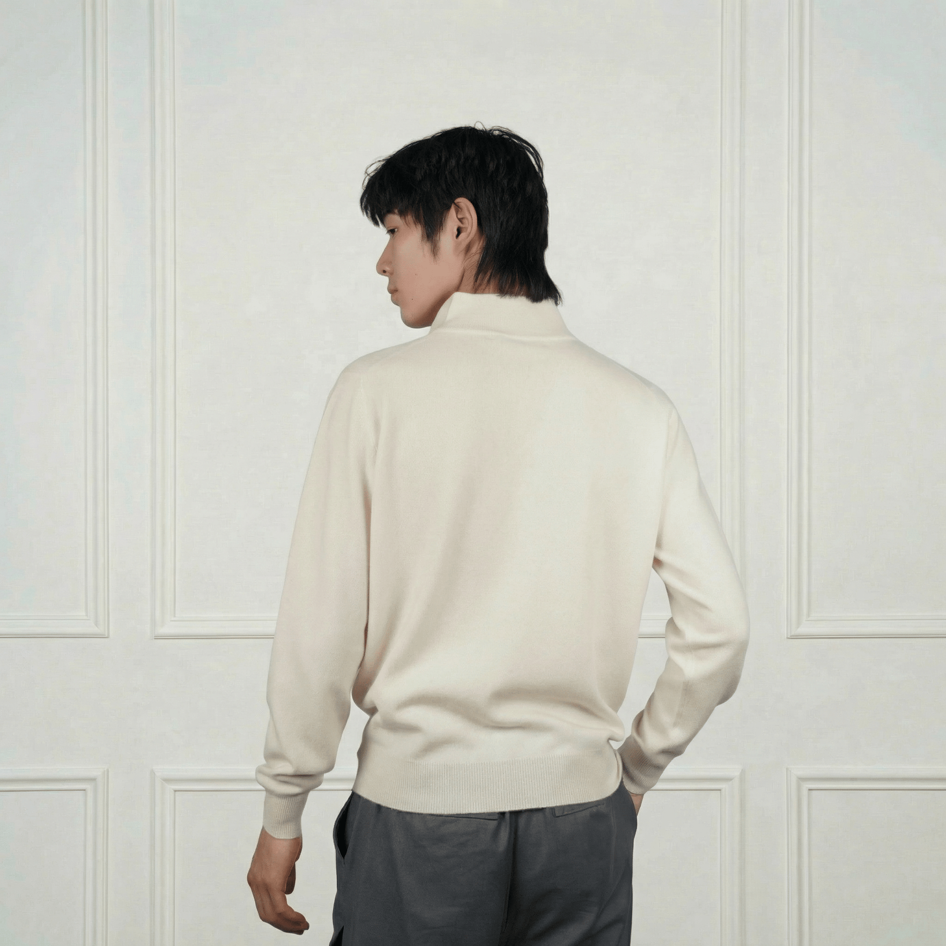 Hugo Quarter - Zip Cashmere Sweater - Blue Sky Cashmere