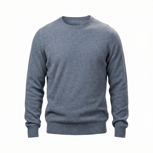 Humphrey Rounded Neckline Cashmere Sweater - Blue Sky Cashmere