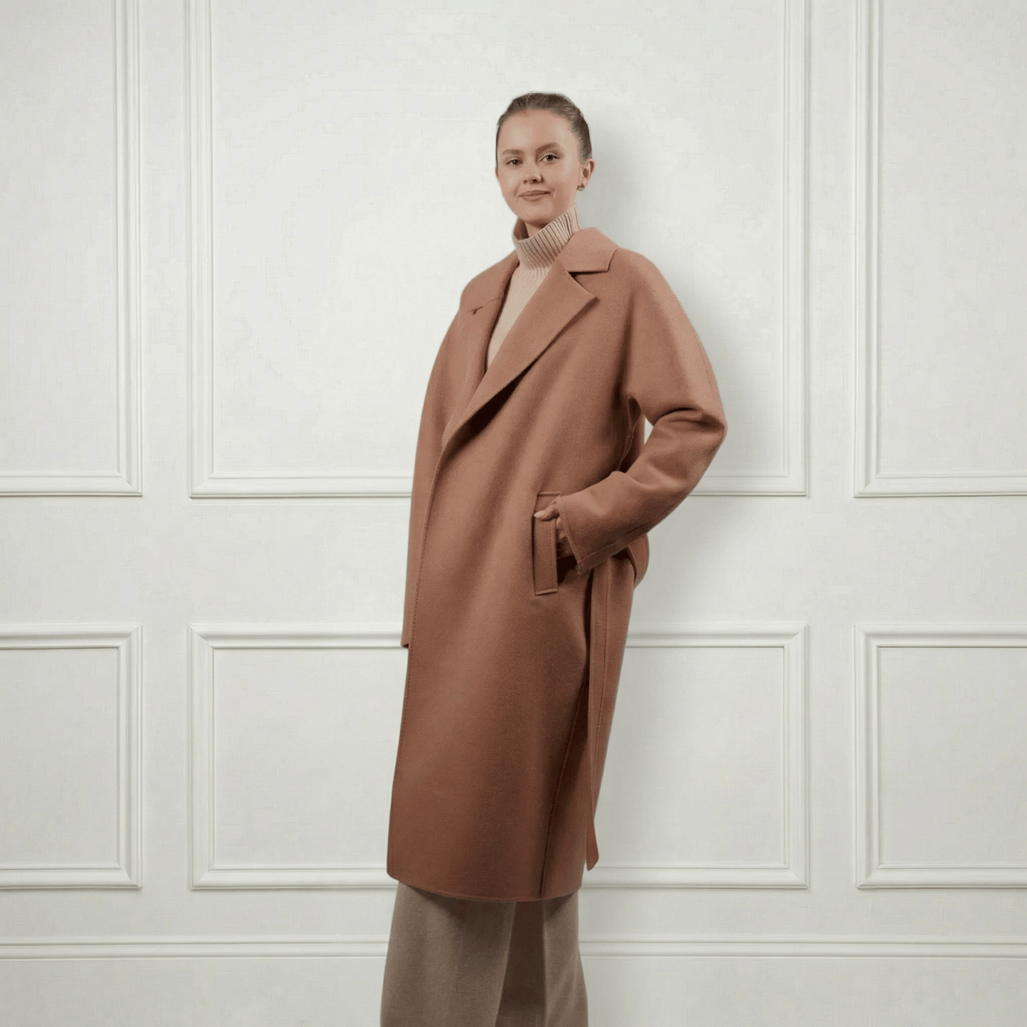 Isabella Belted Wool Coat - Blue Sky Cashmere