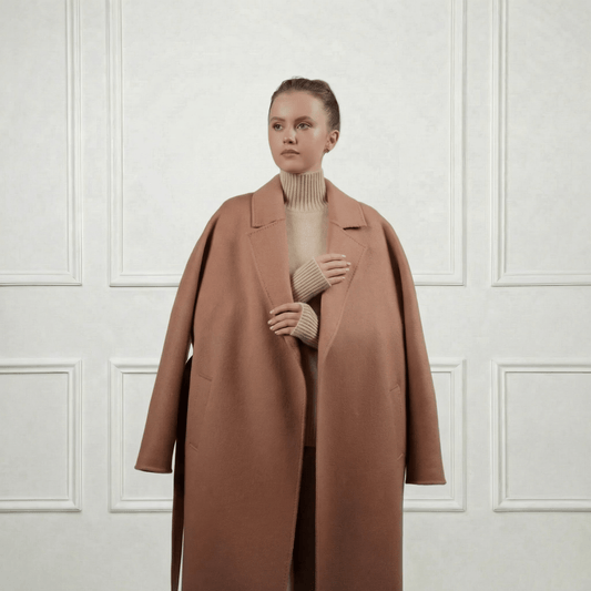 Isabella Belted Wool Coat - Blue Sky Cashmere