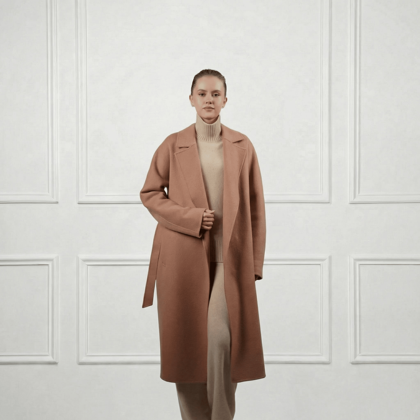 Isabella Belted Wool Coat - Blue Sky Cashmere