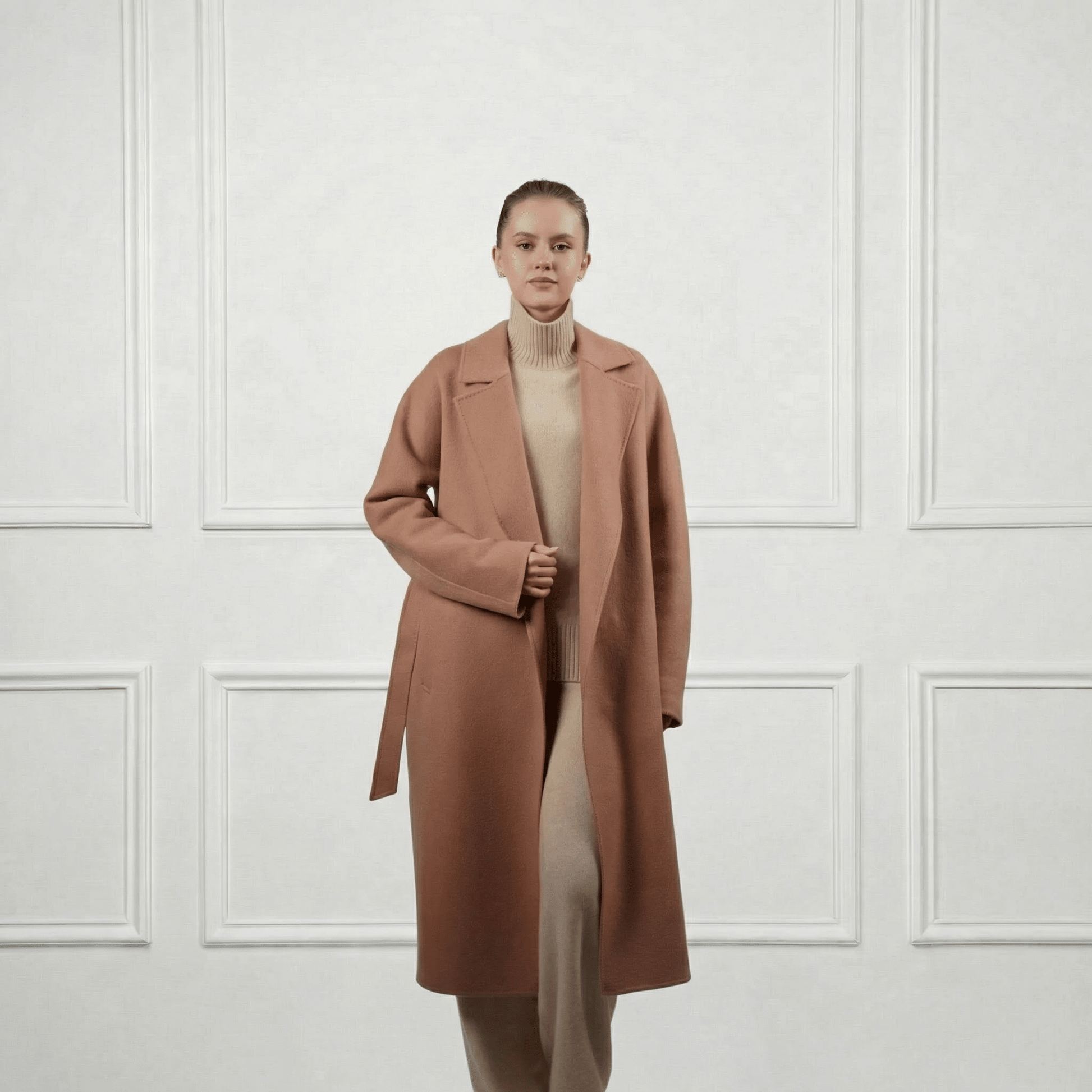 Isabella Belted Wool Coat - Blue Sky Cashmere