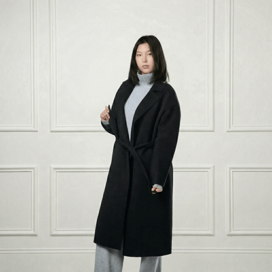 Isabella Belted Wool Coat - Blue Sky Cashmere