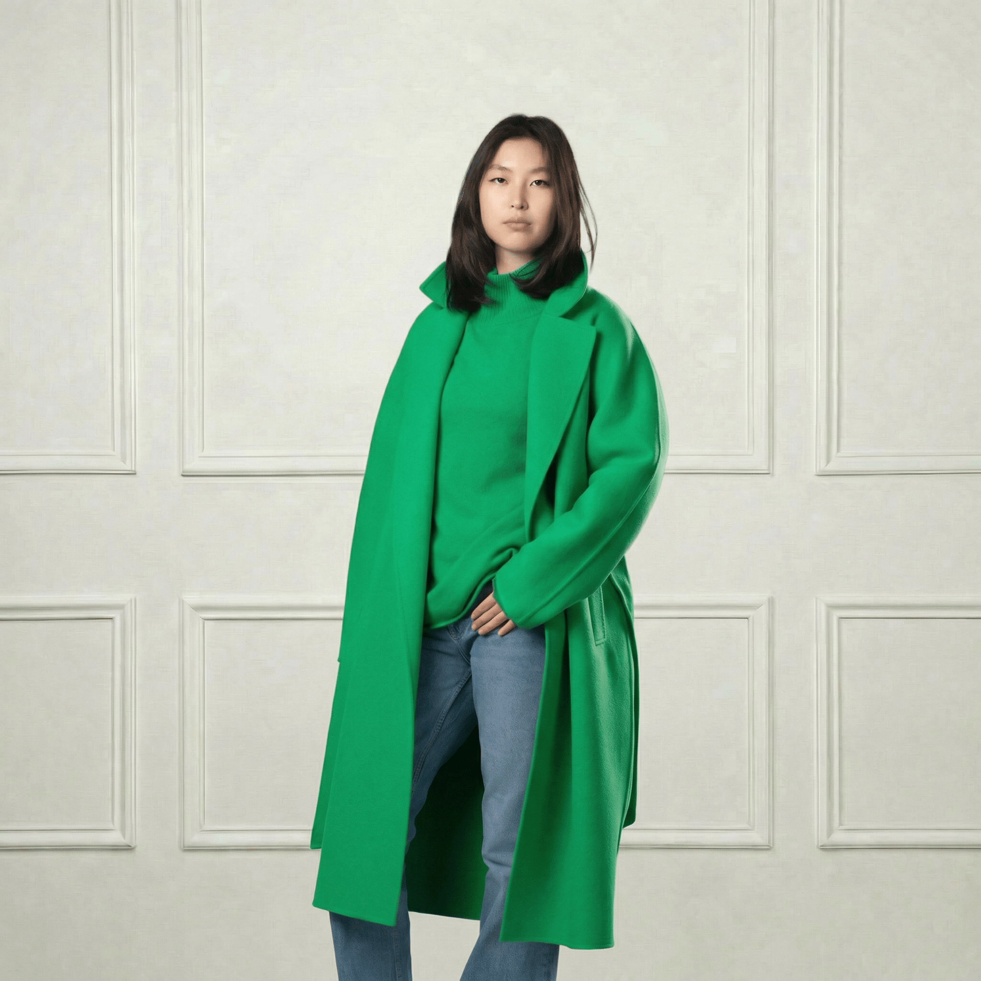 Isabella Belted Wool Coat - Blue Sky Cashmere