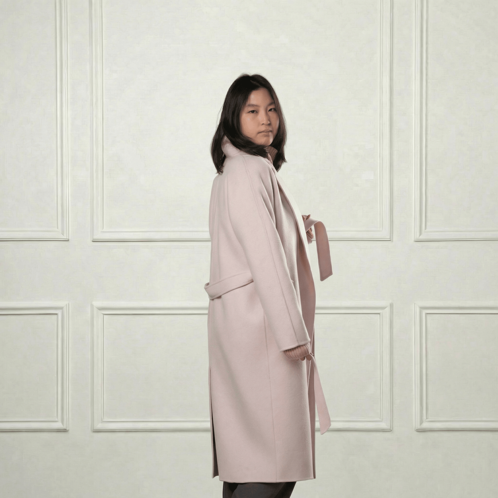 Isabella Belted Wool Coat - Blue Sky Cashmere