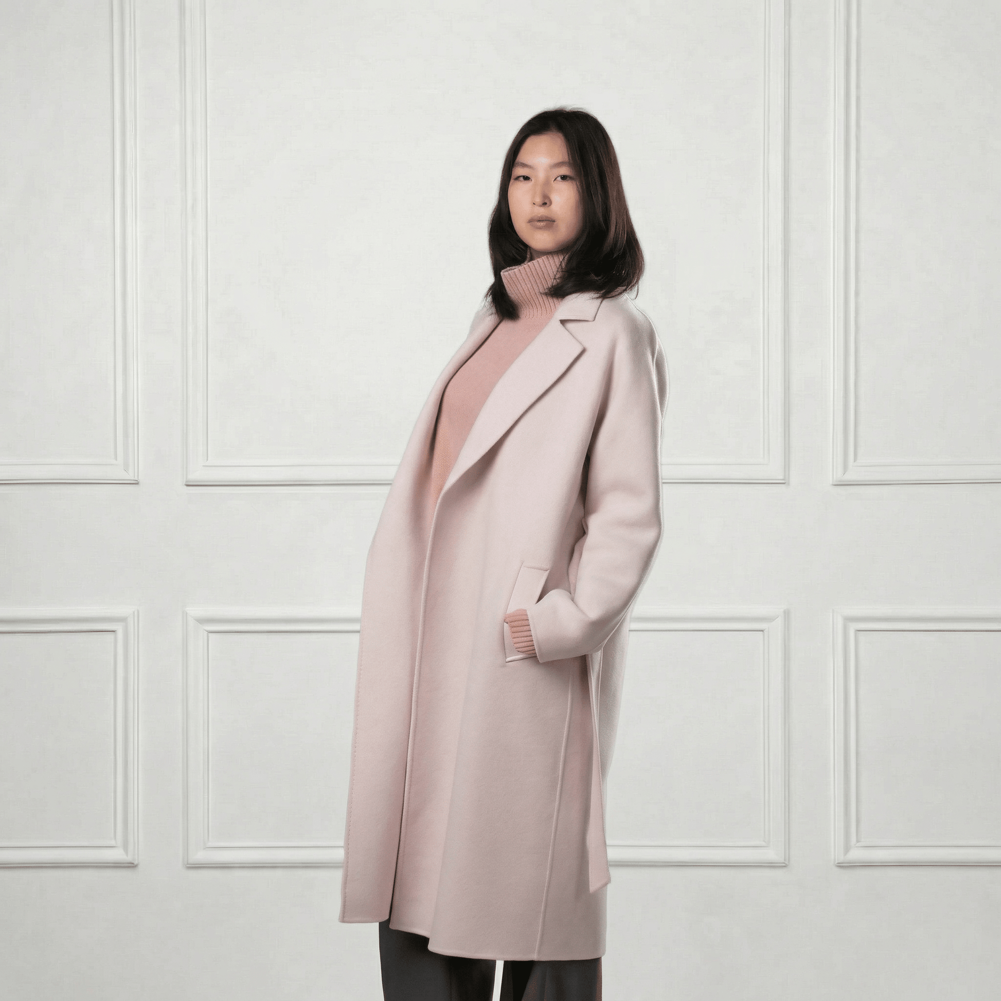 Isabella Belted Wool Coat - Blue Sky Cashmere