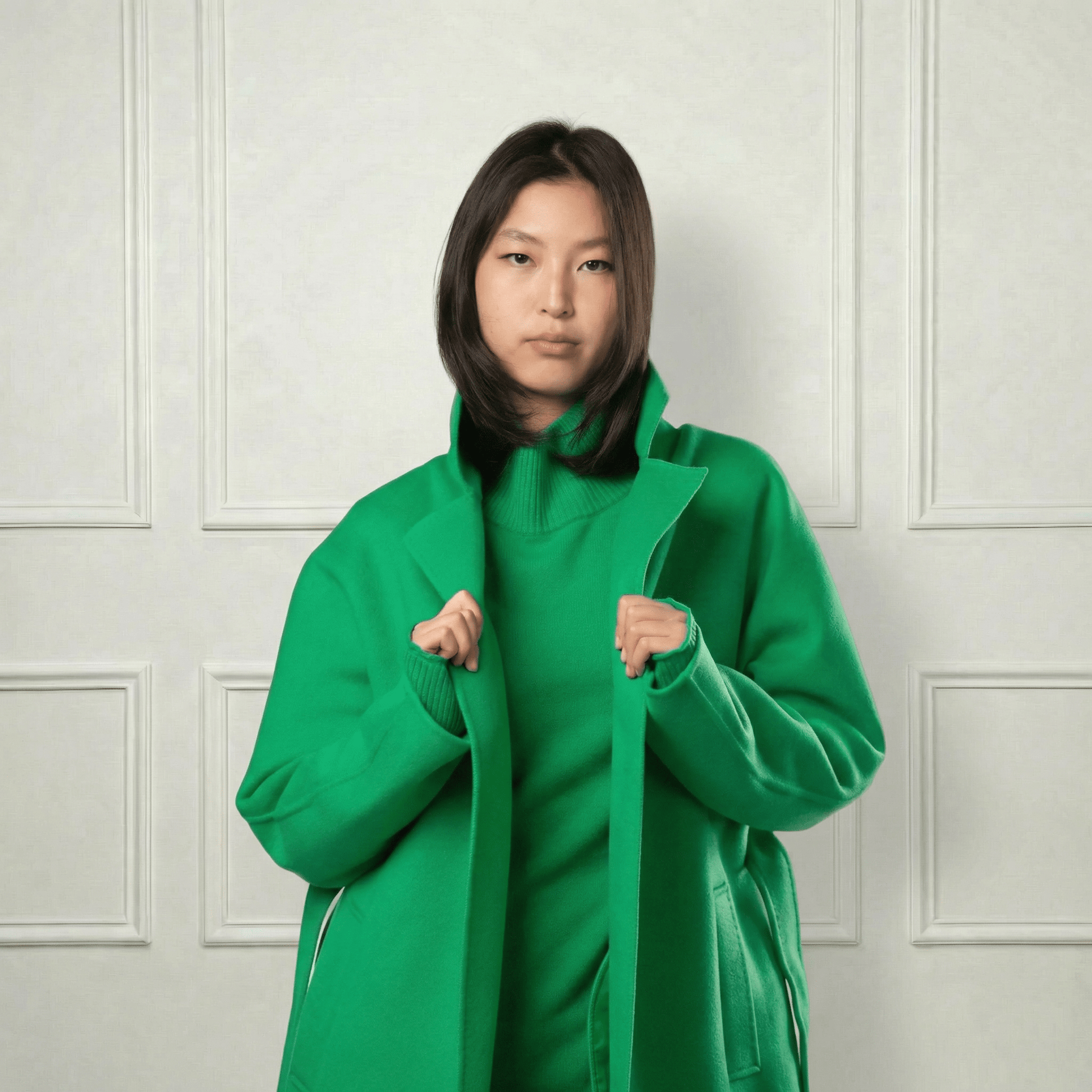 Isabella Belted Wool Coat - Blue Sky Cashmere