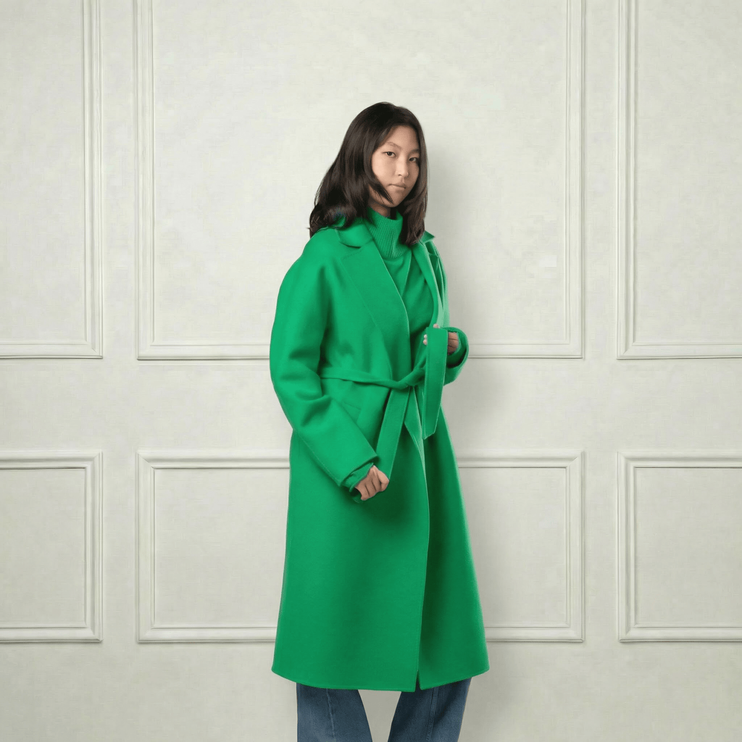 Isabella Belted Wool Coat - Blue Sky Cashmere