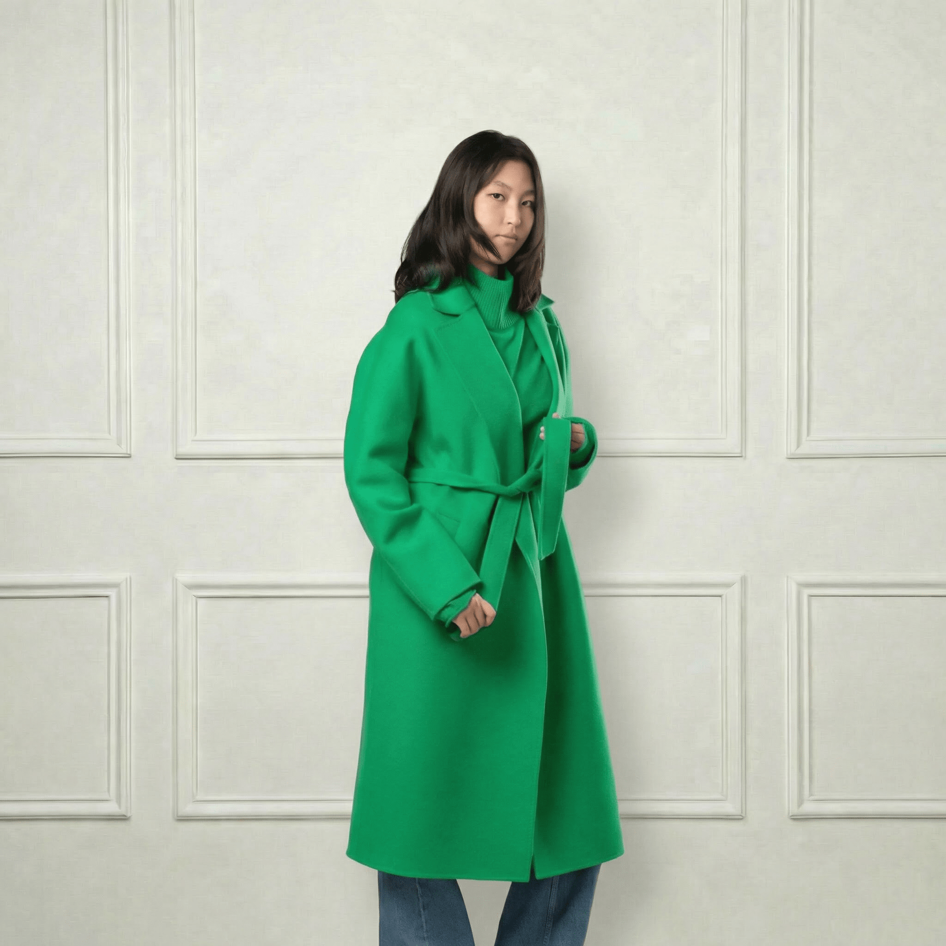 Isabella Belted Wool Coat - Blue Sky Cashmere