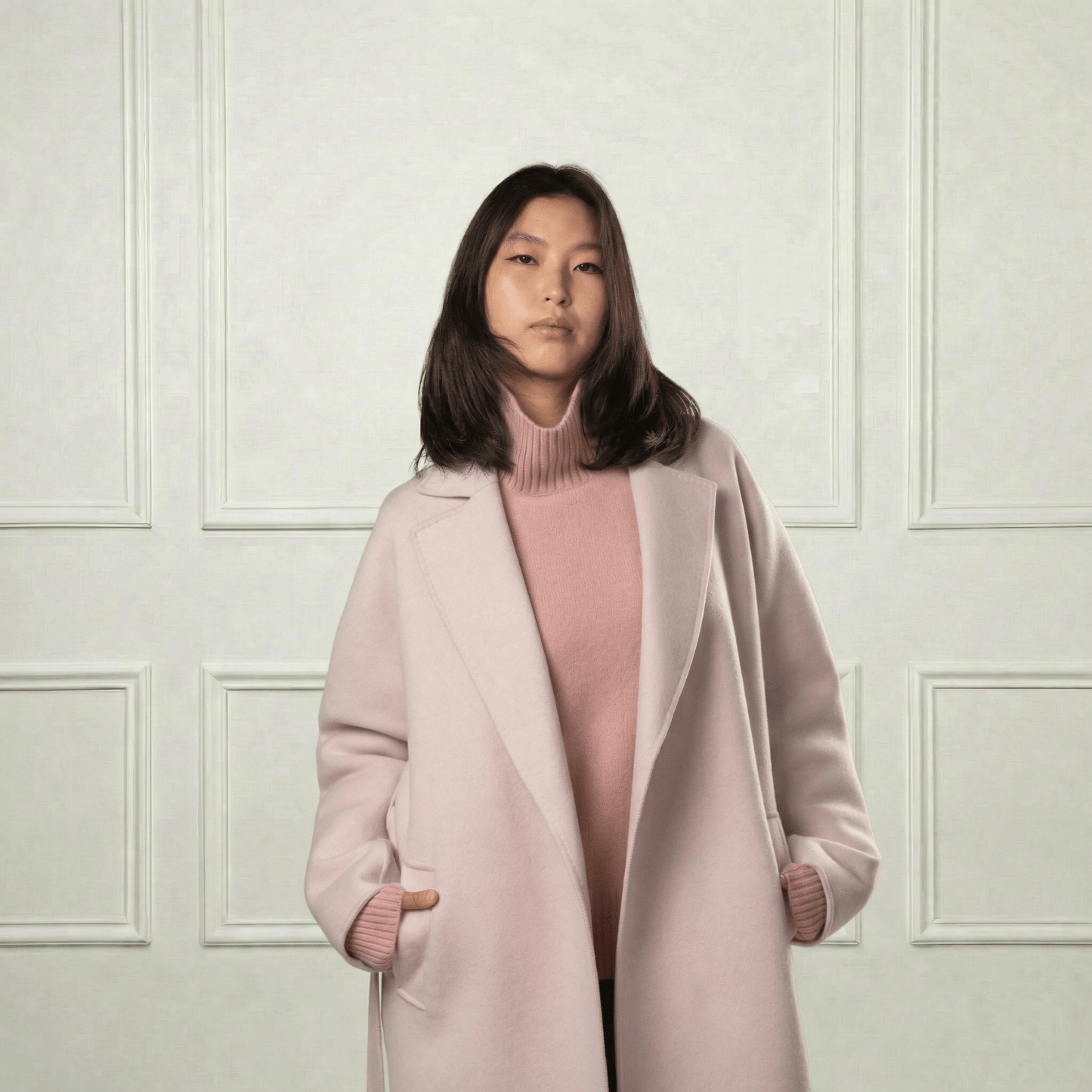 Isabella Belted Wool Coat - Blue Sky Cashmere