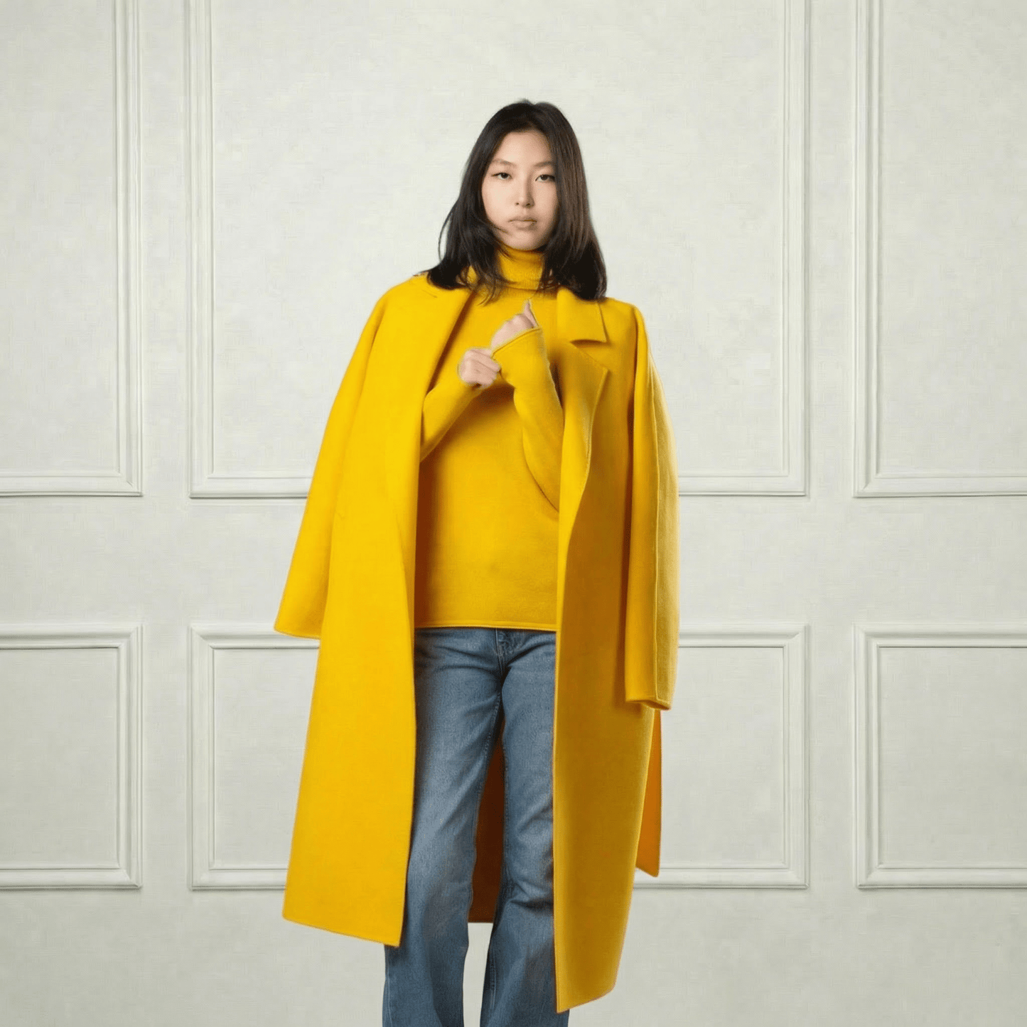 Isabella Belted Wool Coat - Blue Sky Cashmere