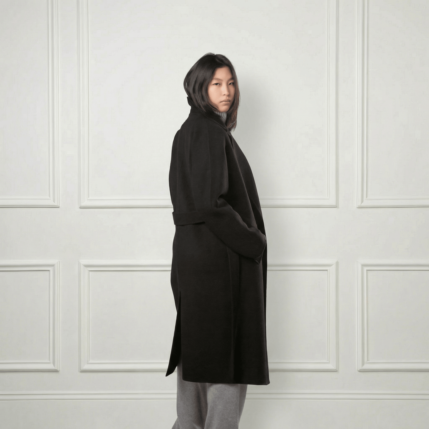 Isabella Belted Wool Coat - Blue Sky Cashmere