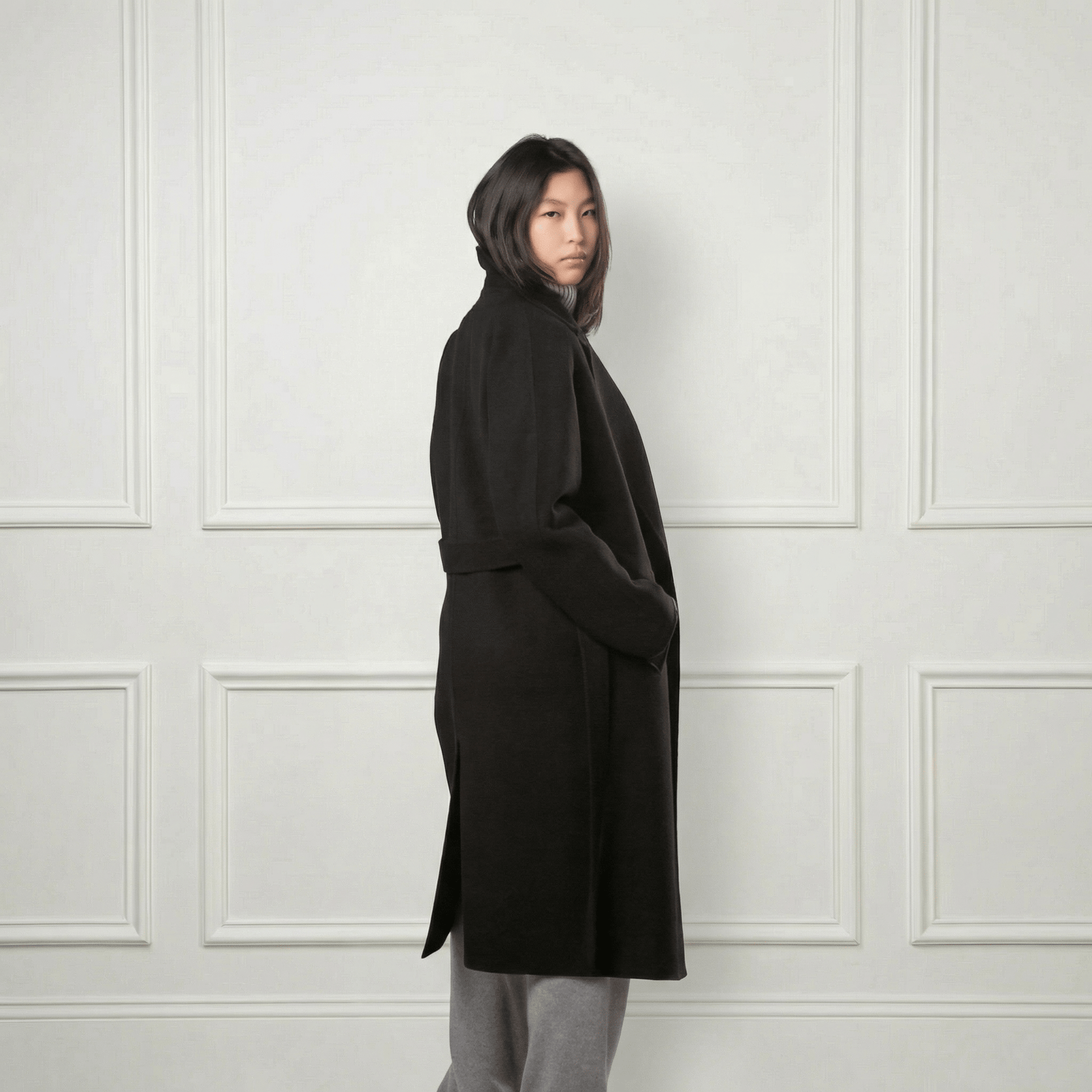 Isabella Belted Wool Coat - Blue Sky Cashmere