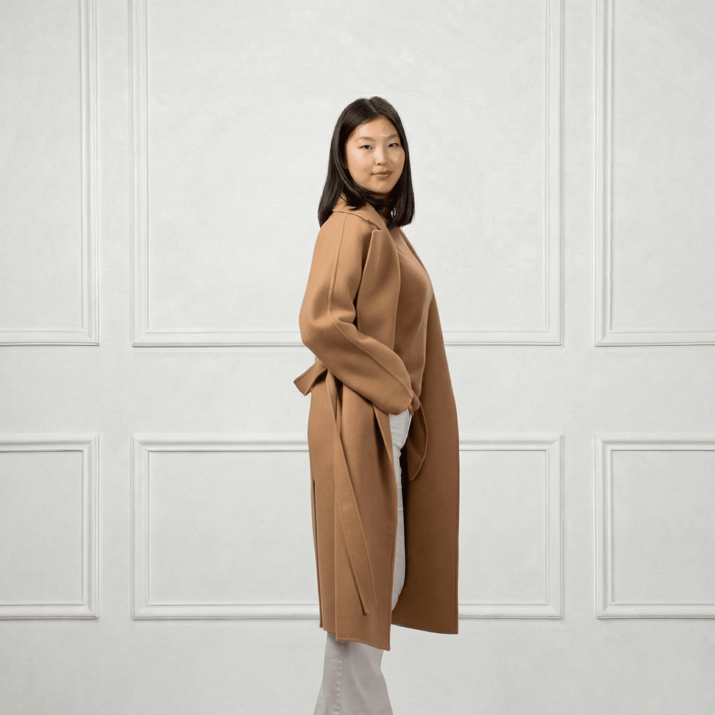 Isabella Belted Wool Coat - Blue Sky Cashmere