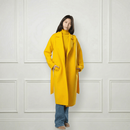 Isabella Belted Wool Coat - Blue Sky Cashmere
