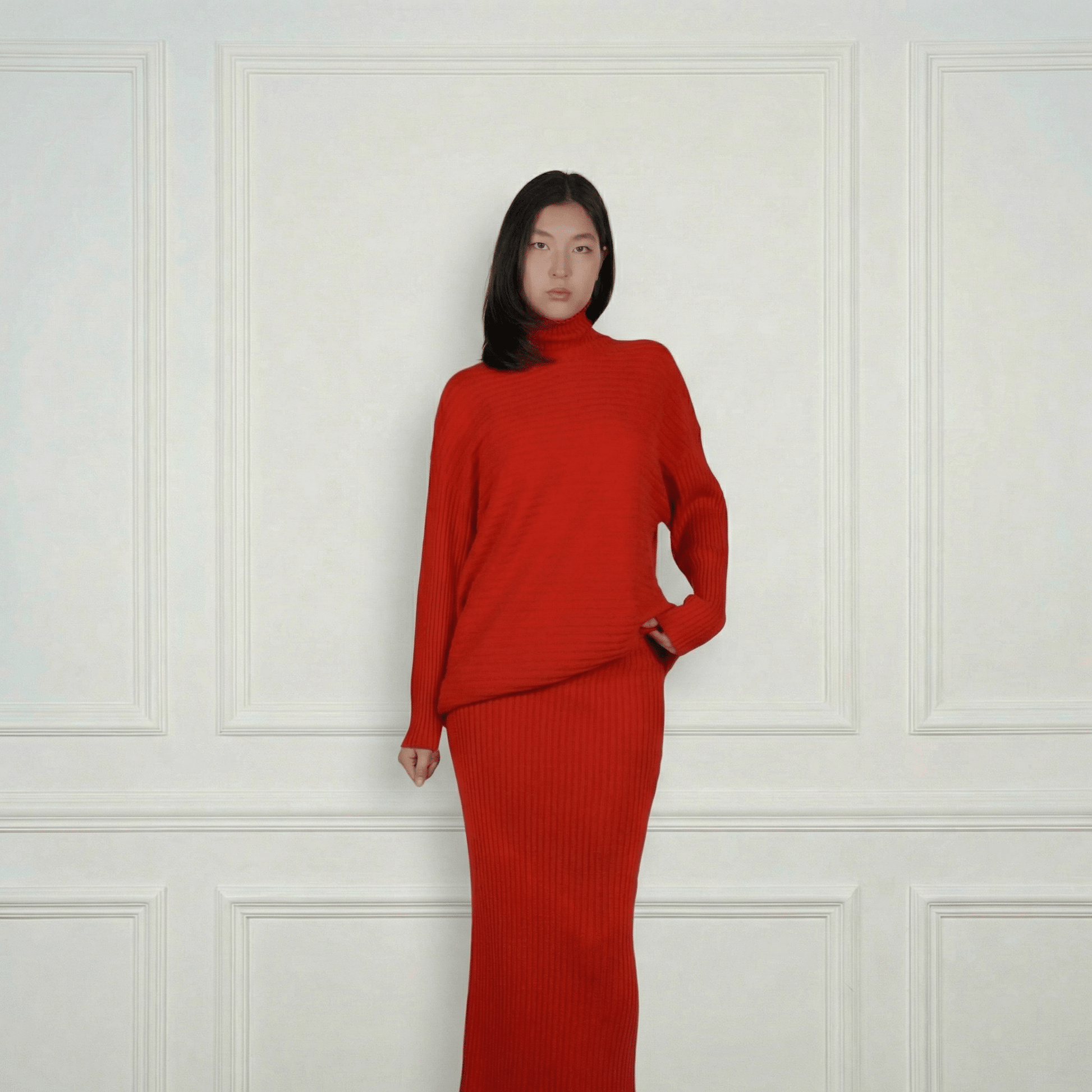 Lena Ribbed Cashmere Turtleneck - Blue Sky Cashmere