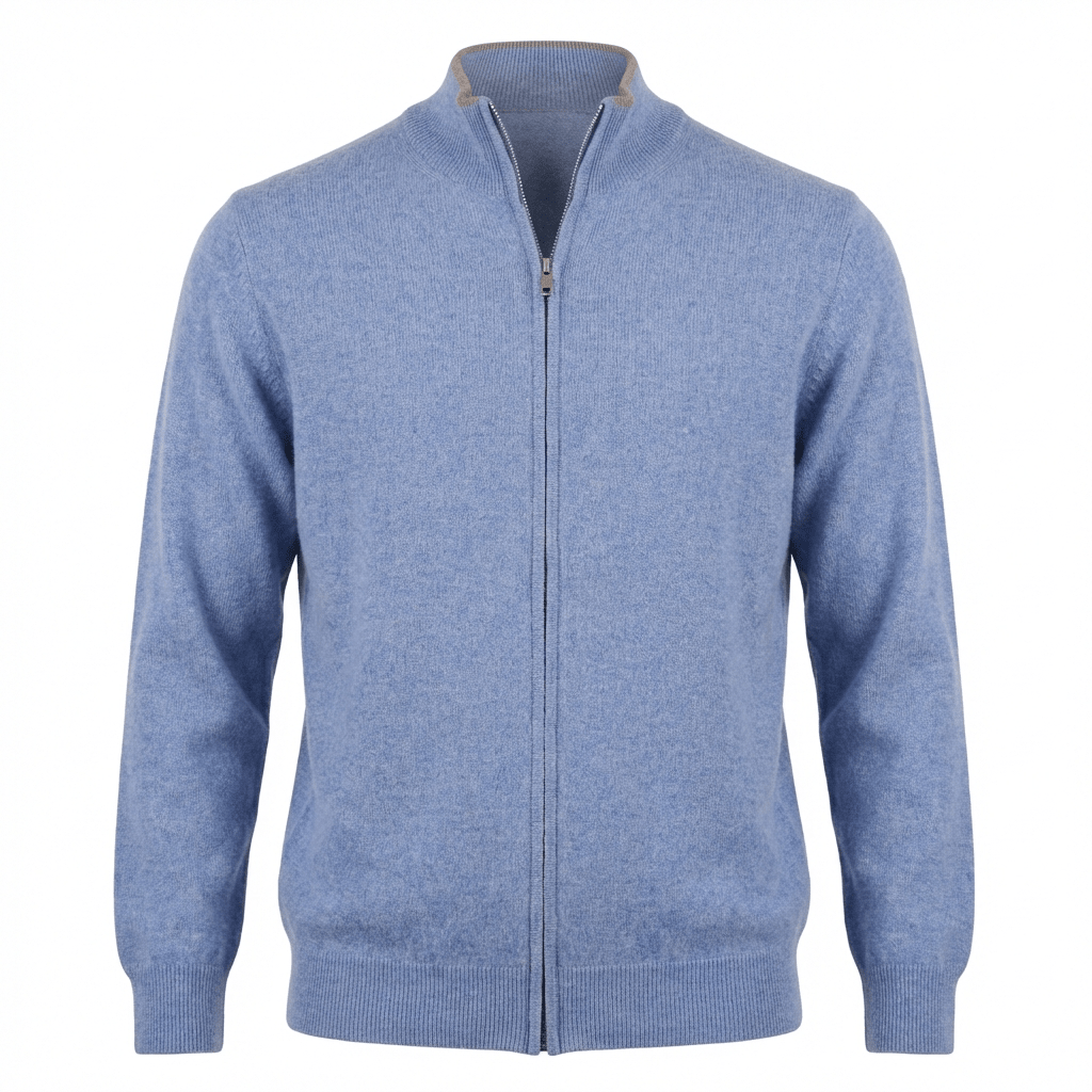 Leo Two - Way Cashmere Cardigan - Blue Sky Cashmere