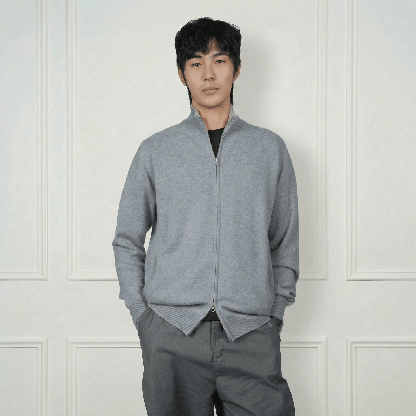 Leo Two - Way Cashmere Cardigan - Blue Sky Cashmere