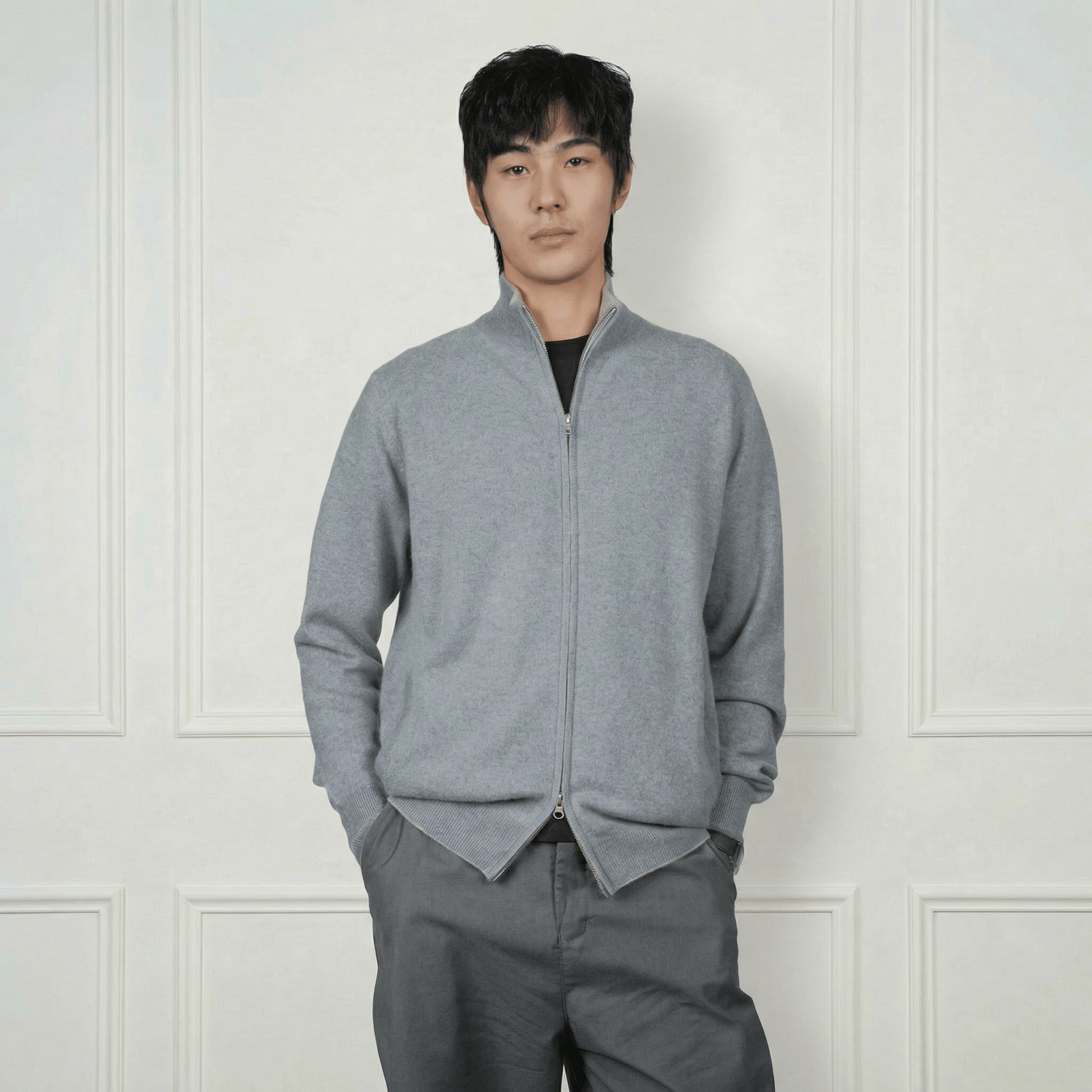 Leo Two - Way Cashmere Cardigan - Blue Sky Cashmere