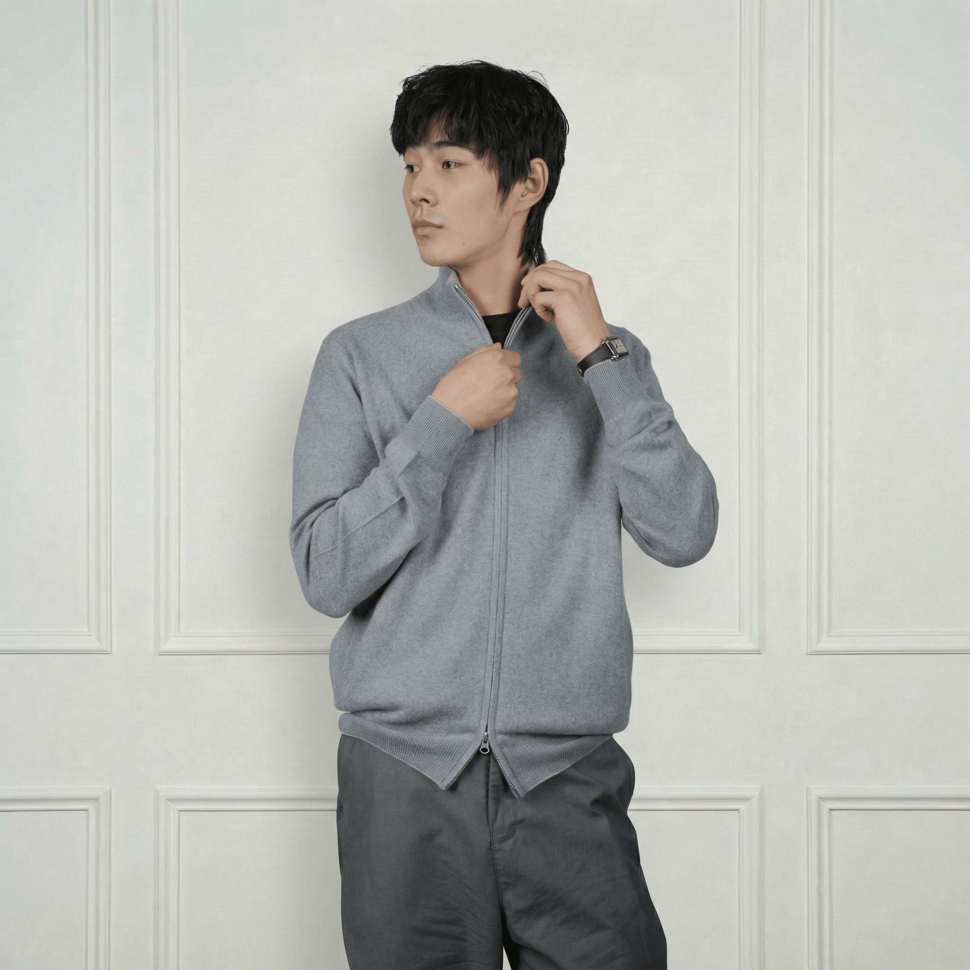 Leo Two - Way Cashmere Cardigan - Blue Sky Cashmere