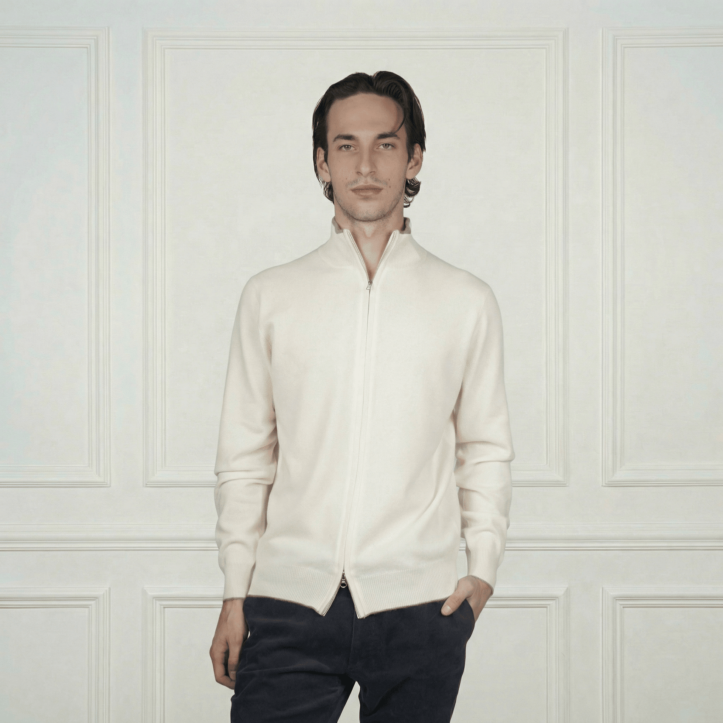 Leo Two - Way Cashmere Cardigan - Blue Sky Cashmere