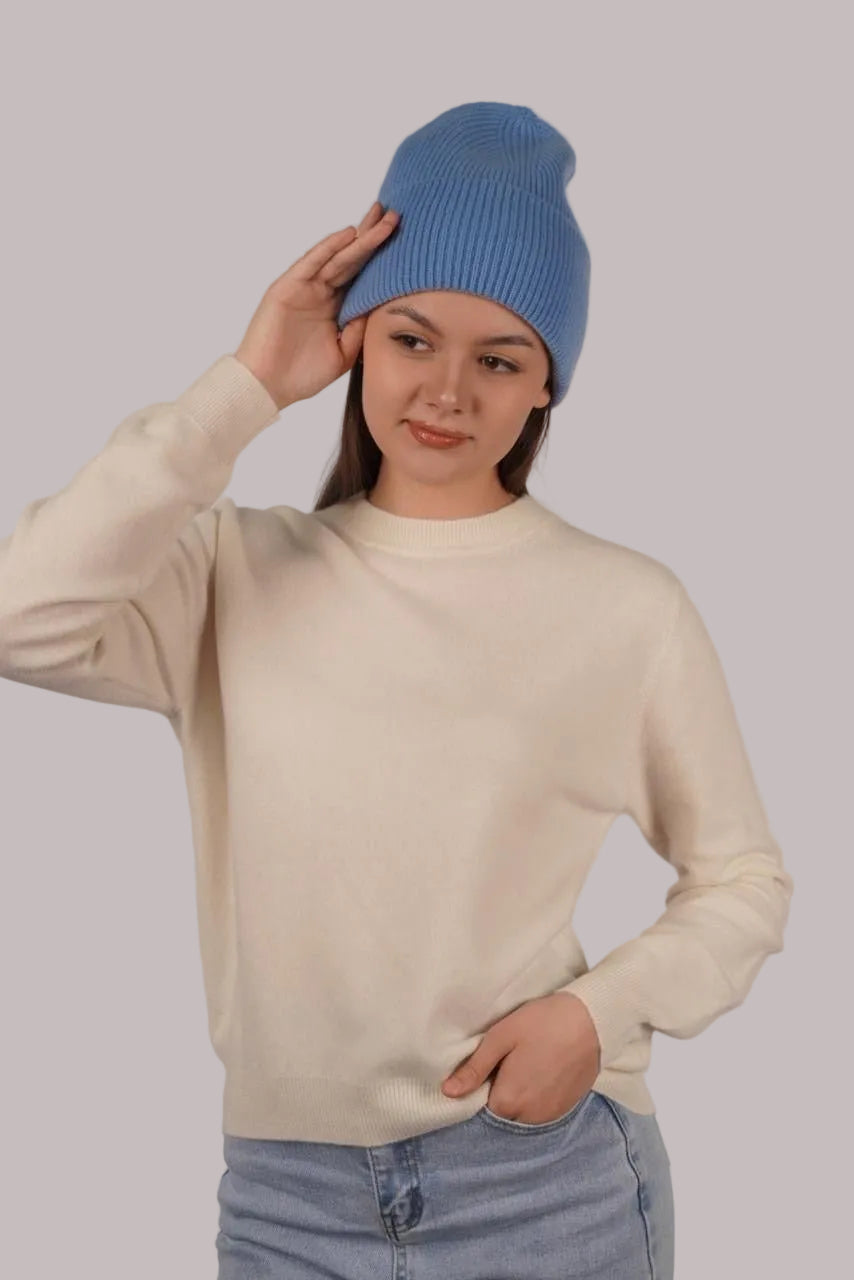 Lily Delicate Cashmere Beanie - Blue Sky Cashmere