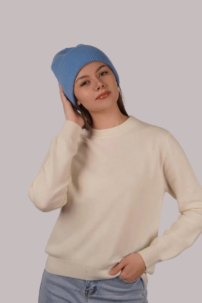 Lily Delicate Cashmere Beanie - Blue Sky Cashmere
