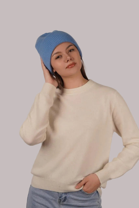 Lily Delicate Cashmere Beanie - Blue Sky Cashmere