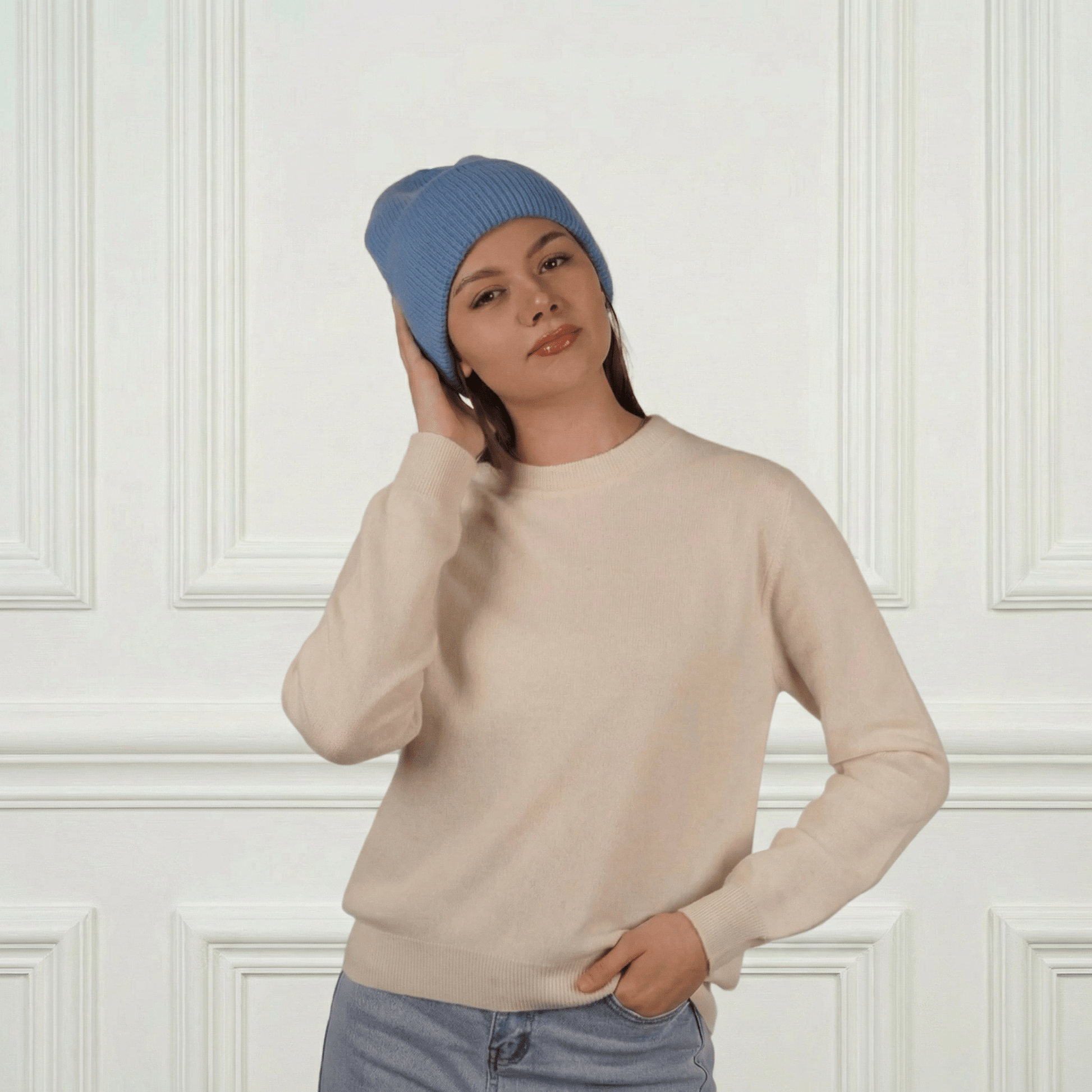 Lily Delicate Cashmere Beanie - Blue Sky Cashmere