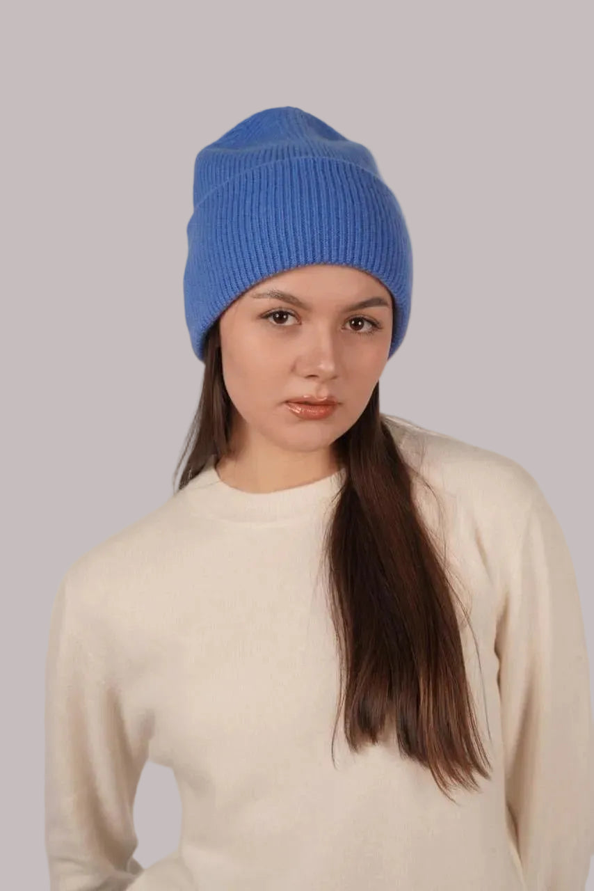 Lily Delicate Cashmere Beanie - Blue Sky Cashmere