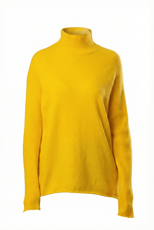 Natalia Staple Cashmere Turtleneck - Blue Sky Cashmere