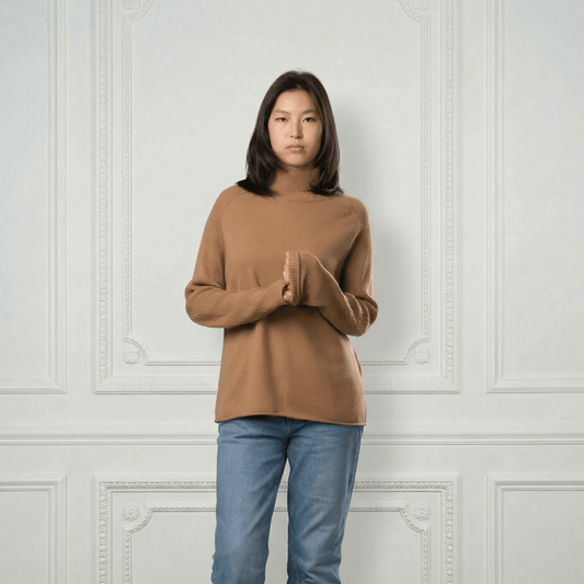 Natalia Staple Cashmere Turtleneck - Blue Sky Cashmere