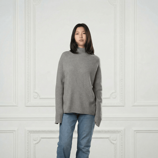 Natalia Staple Cashmere Turtleneck - Blue Sky Cashmere