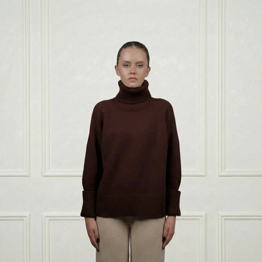 Patterned Cashmere Turtleneck - Blue Sky Cashmere