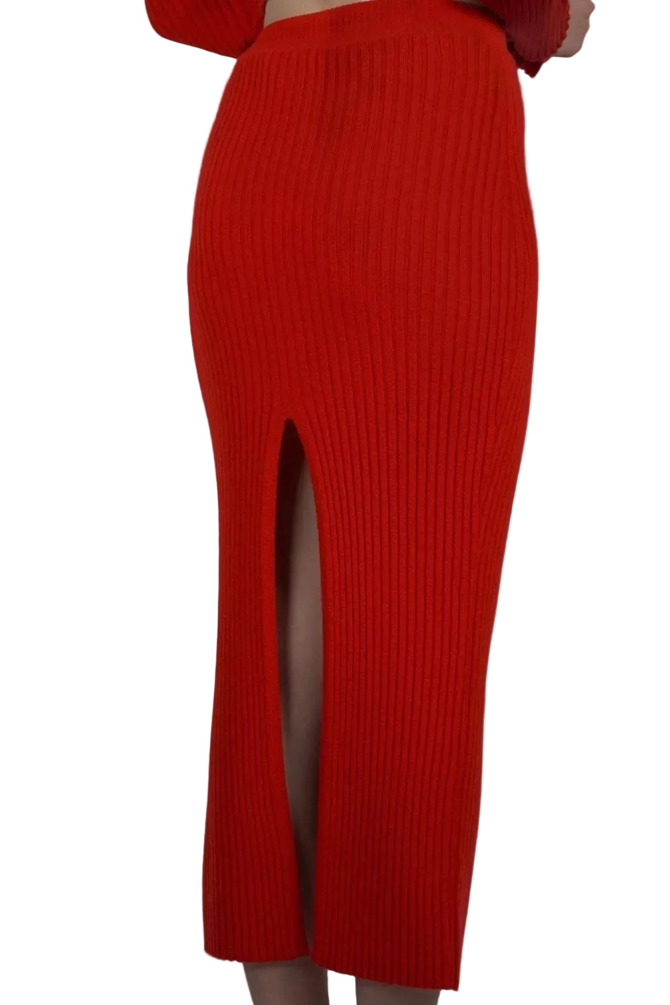 Ribbed Cashmere Skirt - Blue Sky Cashmere