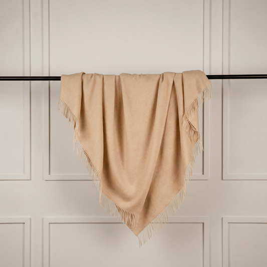 Sheep Wool Throw Blanket - Blue Sky Cashmere
