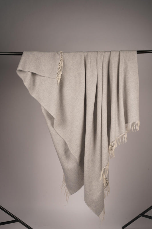 Sheep Wool Throw Blanket - Blue Sky Cashmere