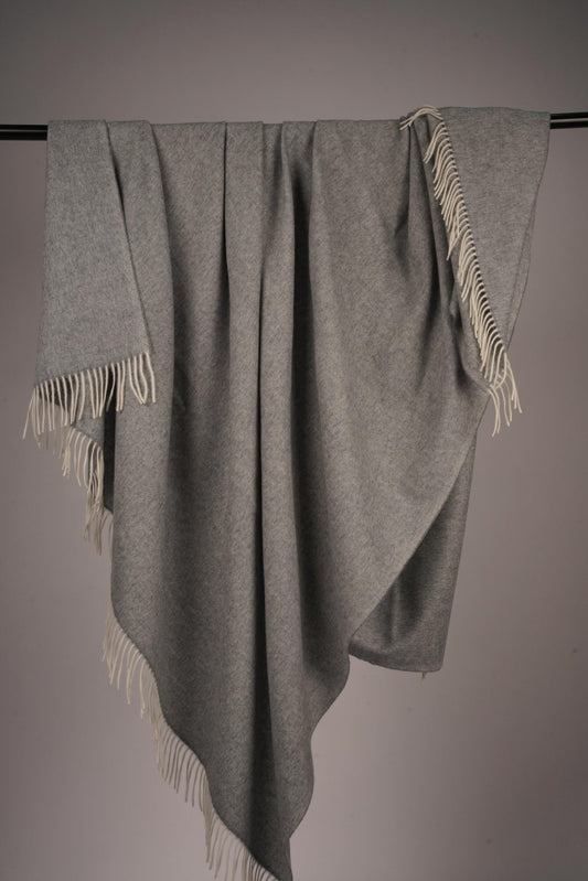 Sheep Wool Throw Blanket - Blue Sky Cashmere