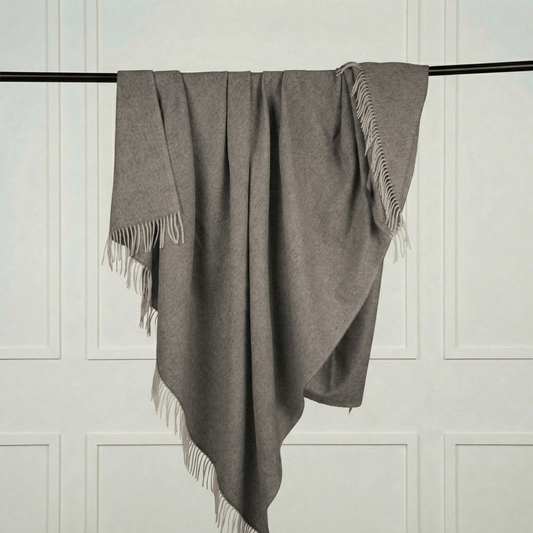 Sheep Wool Throw Blanket - Blue Sky Cashmere